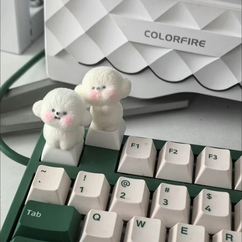 

Creative Plush Teddy Dog Keycaps DIY Handmade Custom Affordable Cute Keycaps for Mechanical Keyboards As A Gift for Girlfriends