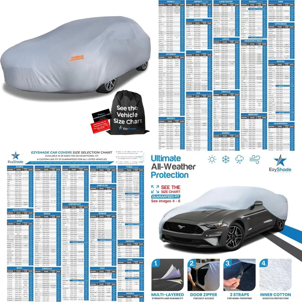 

Waterproof 10-Layer Sports Car Cover - All Weather Outdoor Protection, Perfect Fit for Various Vehicle Sizes