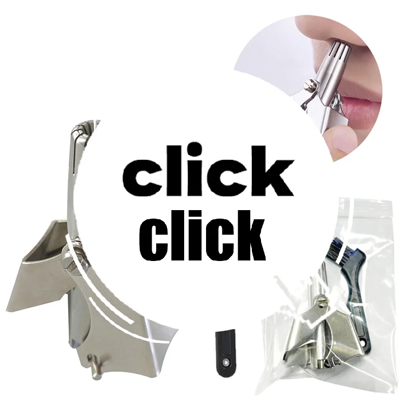 منظف تشذيب شعر الأنف للرجال والنساء من الفولاذ المقاوم للصدأ، ماكينة حلاقة يدوية ميكانيكية، أدوات إزالة الشعر قابلة للغسل مع فرشاة