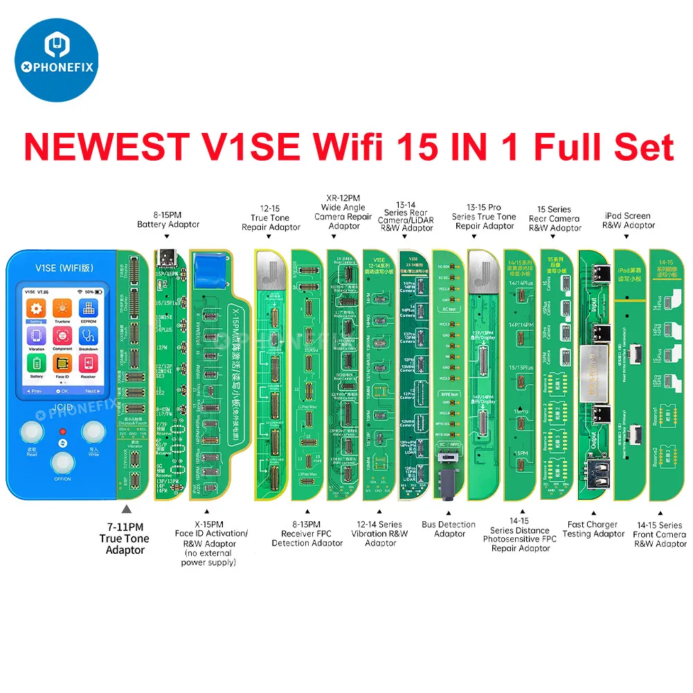 Jcid V1SE โปรแกรม WIFI สำหรับ iPad iPhone แบตเตอรี่สำรองการ ID ใบหน้าซ่อมแซมโทรศัพท์มือถือสีเดิมอุปกรณ์ซ่อมแซมโทนสีจริง