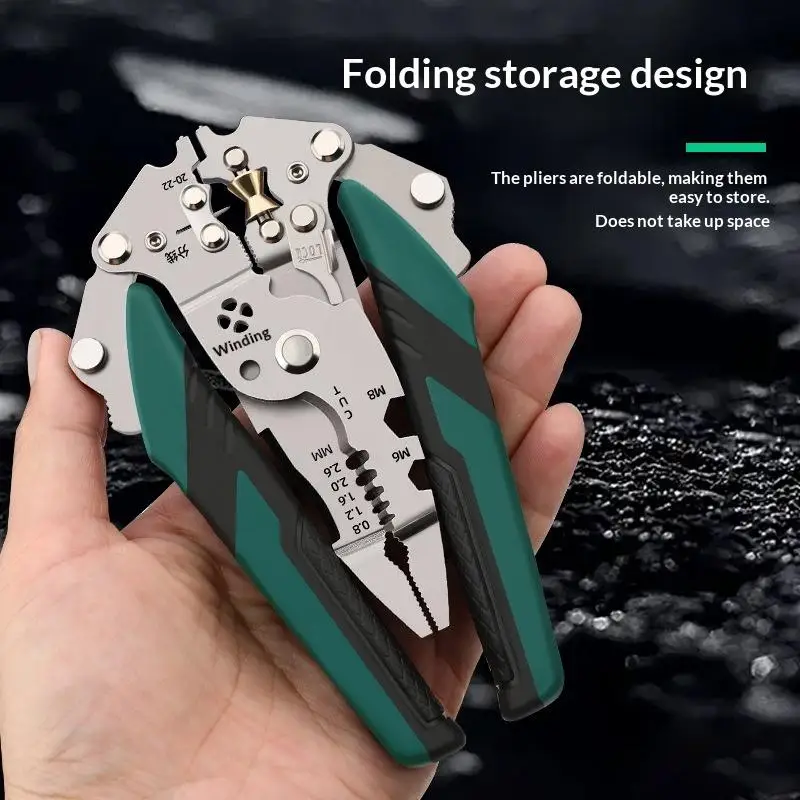 Wire Stripper Foldable Cable Cutter Stripper Pliers Multi-Function Electrician Hand Tool For Wires Cutting Crimping Winding