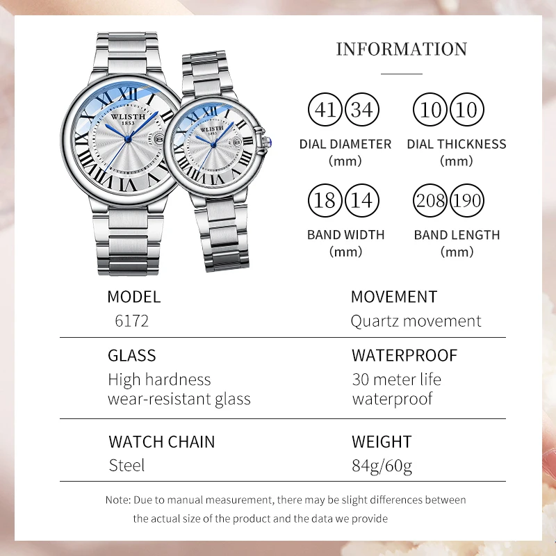 Jam Tangan Pasangan Model Baru Jam Tangan Pria Bisnis Jam Tangan Baja Tahan Karat Jam Tangan Tahan Air Jam Tangan Kuarsa Jam Tangan Pasangan Mewah