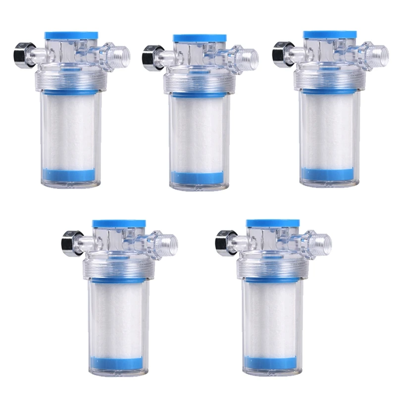 5Pcs Household To Impurity Rust Sediment Washing Machine Water Heater Shower Water Filter Front Tap Water Purifier Blue&White