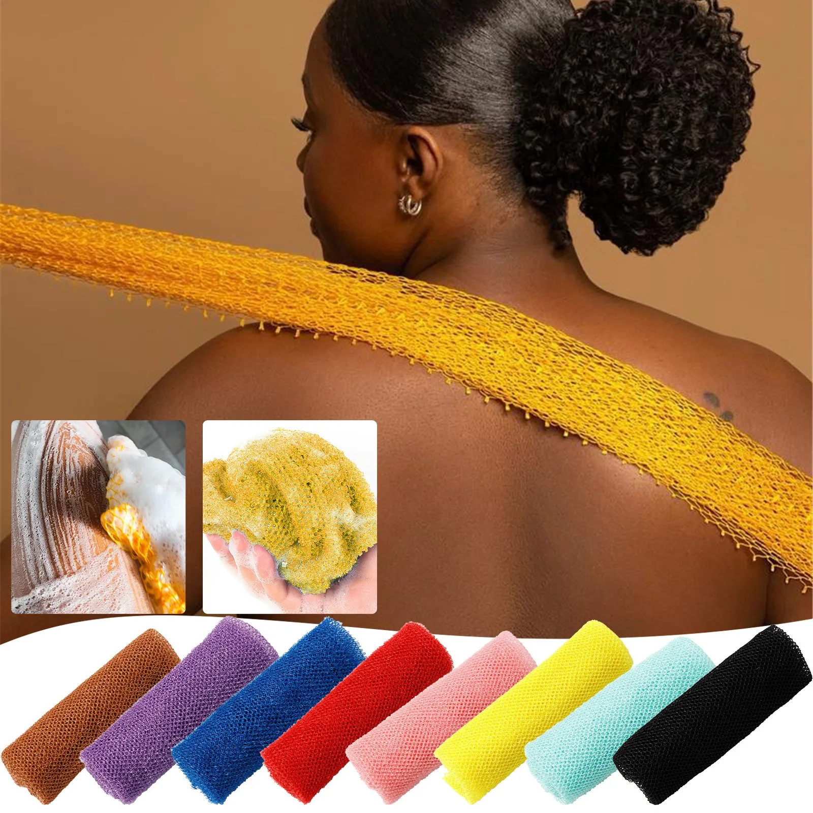 

African Exfoliating Sponges Towel Mesh Bath Scrub Washcloth Double Side Wash Bath For Smooth Skin Back Shower Scrubb