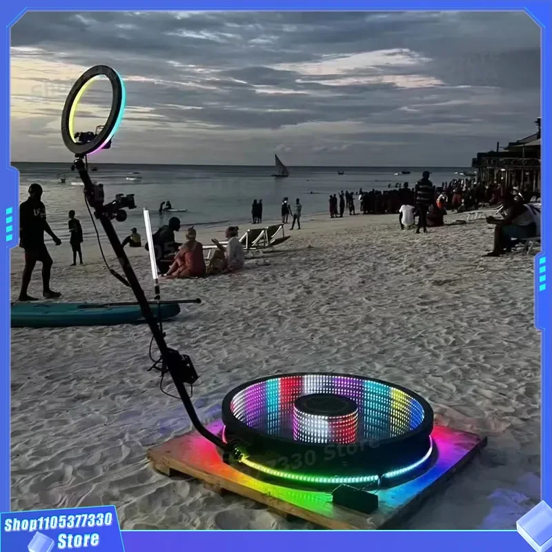 360 Photo Booth Interactive Ring Light Turntable for Event Party Wedding Video Shooting Equipment Display Stand Platform