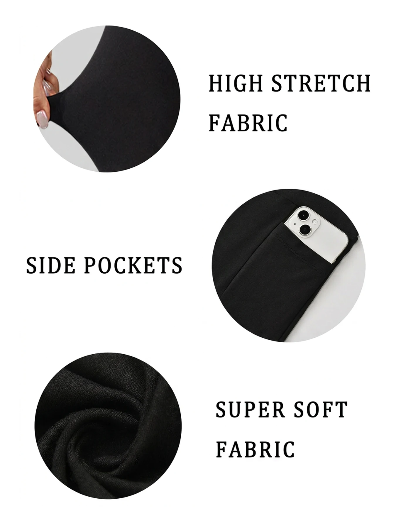 Hoch taillierte Biker-Shorts für Damen mit Taschen, superweiche, bauchkontrollierende Workout-, Lauf-, Yoga- und Sportshorts – Detail 4