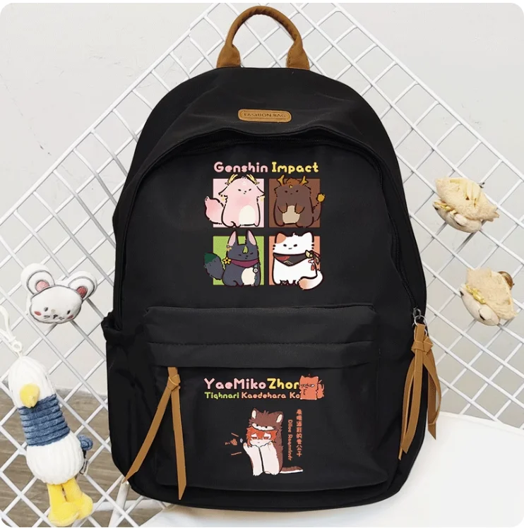 Mochila escolar de Anime Genshin Impact Yae Miko Zhongli, bolso de hombro de alta capacidad, Cosplay, regalo para estudiantes y adolescentes, B074