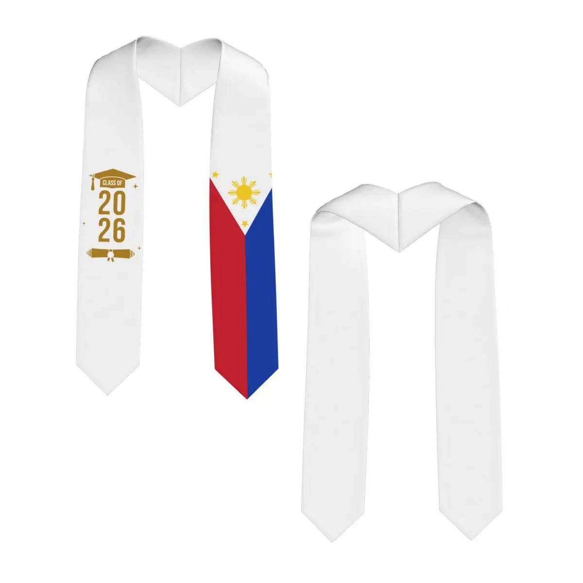 Class Of 2026 Philippines Flag Graduation Stole Sash Scarf For International Students Proud 183CM Long