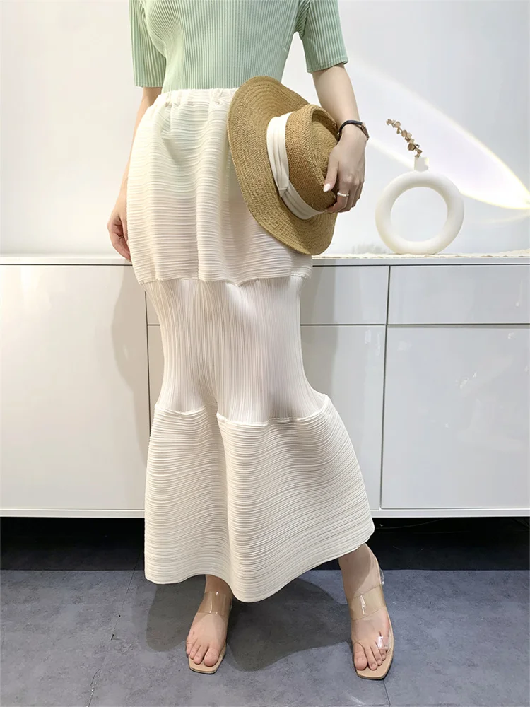 Miyake Pleated Skirt Female 2023 Summer Lantern Dress Slimming Pleated Skirt Women's Clothing Niche Design Cake Dress Women