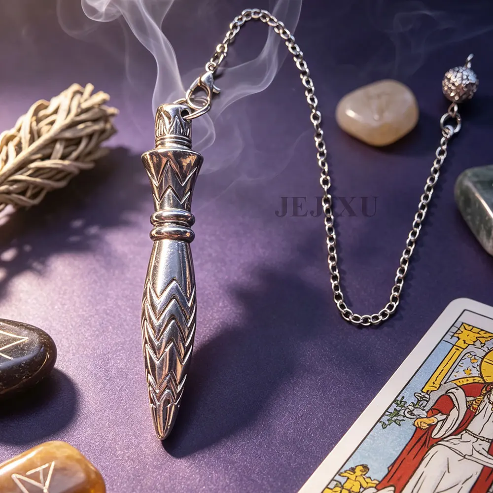 Antique Silver Color Egyptian Metal Copper Pendulum Dowsing Divination Heavy Energy MenThot Pendulum Spiritual Pendulos X449 ﻿ ﻿