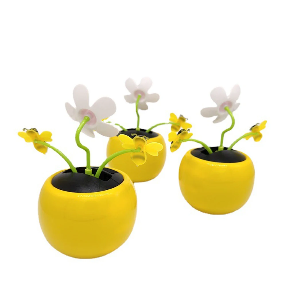 Decoração de mesa bonito balanço brinquedos mel abelha painel do carro decoração bobble brinquedo solar girassol ornamento movido a energia solar dança sol flor