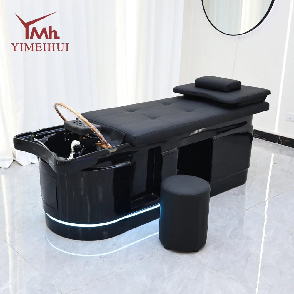 

High end hair salon acrylic basin with lamp water circulation fumigation Thai style head massage bed