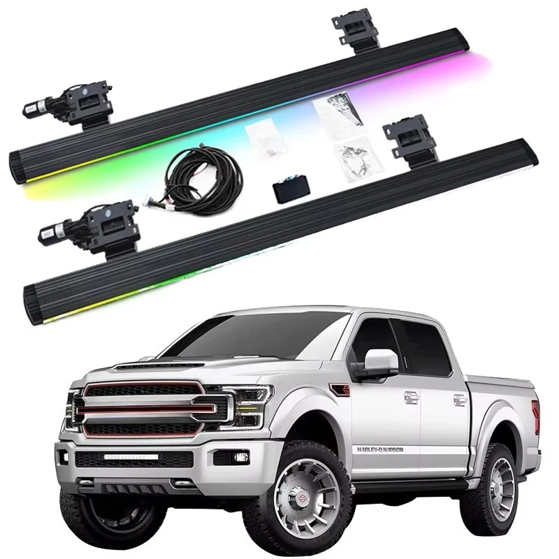 

JING LING Aluminum Alloy Electric Running Board & Side Steps For Ford Raptor F-150 F250 F350 F550 2008-2025 No Drilling
