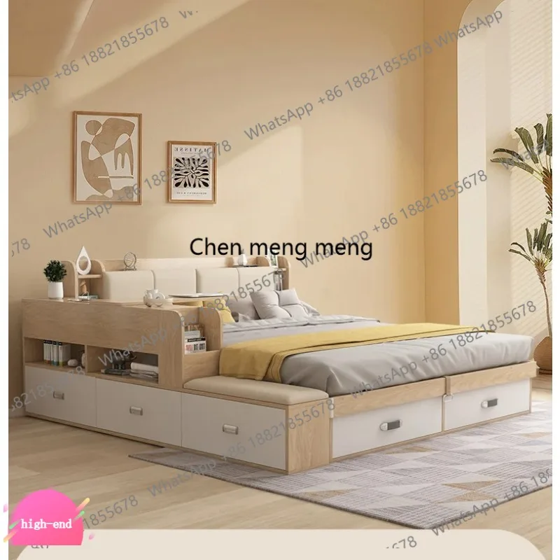 

Многофункциональная кровать-татами с массажем и ящиками для хранения, кожаная, современная, двуспальная, минималистичная, для спальни (Muebles Para El Hogar)