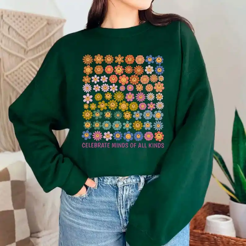 ربيع الخريف احتفال بالعقول من جميع أنواع البلوز التنوع العصبي القمم قبول التوحد أدهد هودي التوحد الوعي سترة