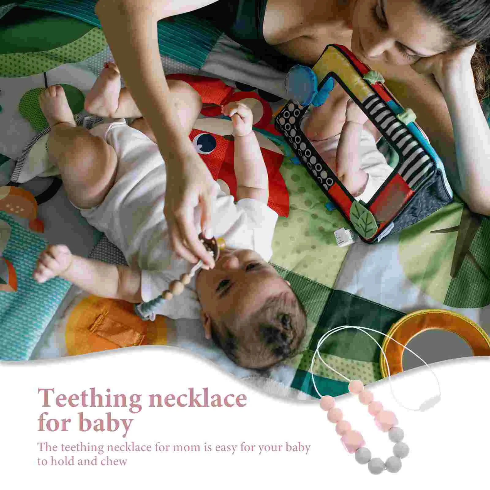 Contrasterende kleur ketting Kinderspeelgoed Tandjes voor moeder Baby Bijtring Sleutelbeenketting Silicagel Kauwen Baby Siliconen