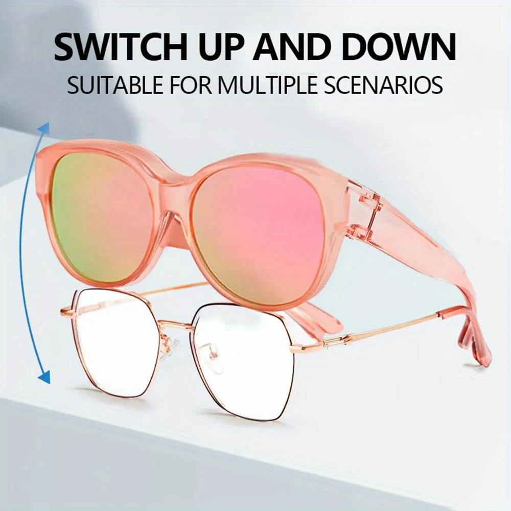 

New Sunglasses Covered Over Up Glasses High Quality Durable Sun Glasses UV Protection Windproof Goggles with Switch-Up Design