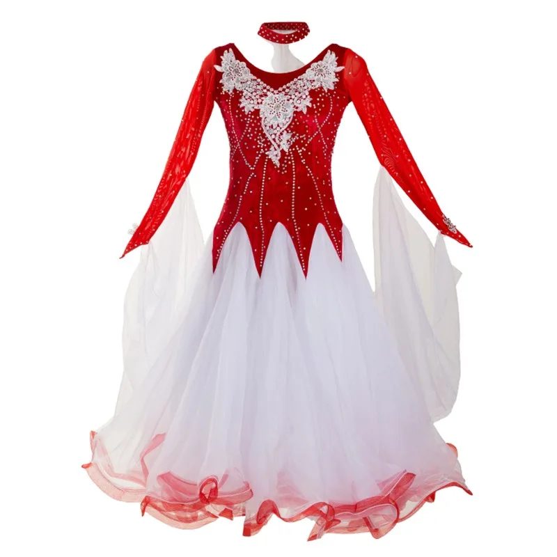 Vestido de baile moderno, traje de salón de Valsa, traje femenino, conjuntos de Flamenco para chica de Carnaval, ropa de fiesta de boda para mujer de vals de competición