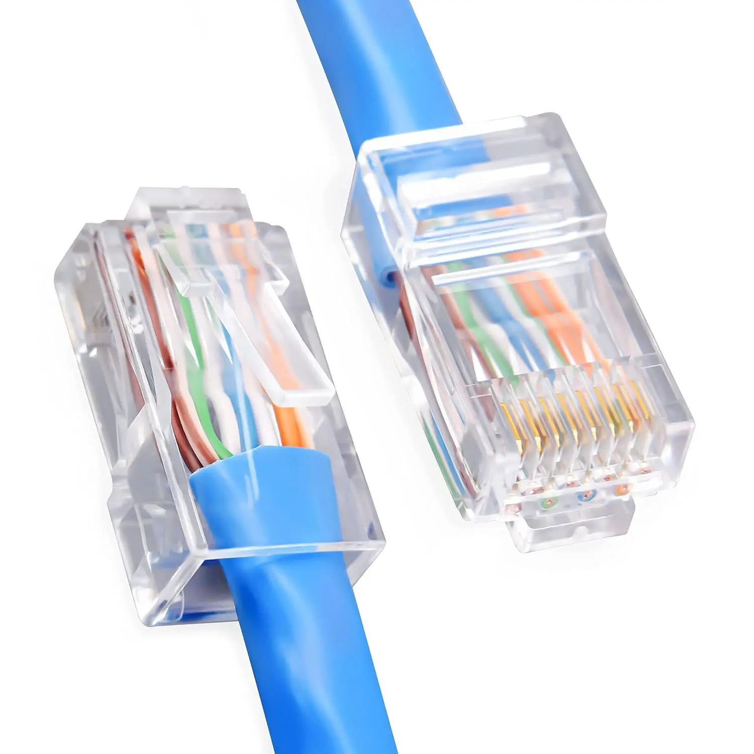 Cat5e Unshielded RJ45 Crystal Head Gold-Plated Contact Ethernet Cable Connector for Home Office