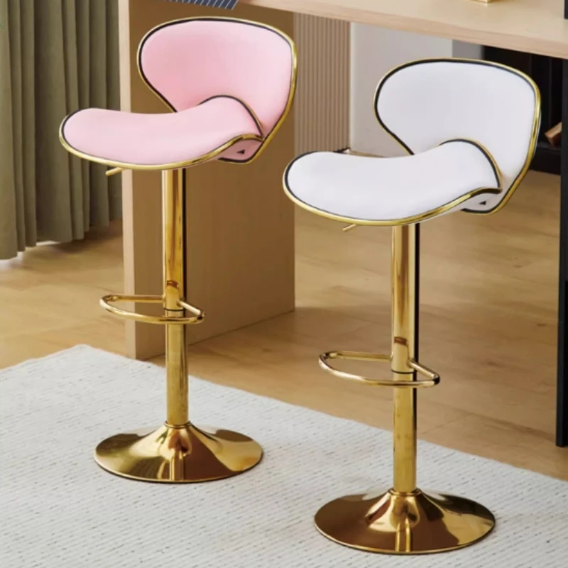 

Luxury Metal Bar Stool Design Telescopic Recreational Stylish Nordic Chairs Adjustable Height Cushion Taburetes De Bar Furniture