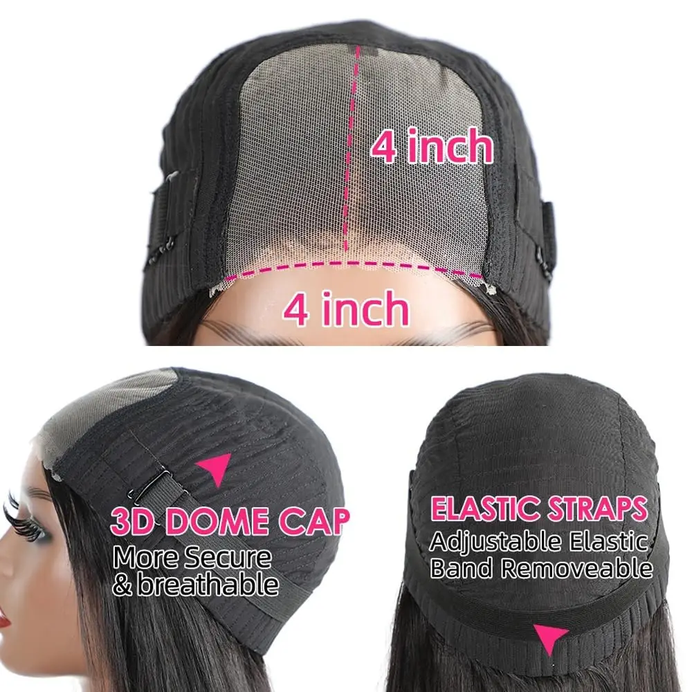 Wear To Go Lijmloze Rechte Menselijk Haar Korte Bob Pruiken Voorgesneden HD 4x4 Vetersluiting Pruik 13x4 Kant Voorpruik Voor Zwarte Vrouwen Haar