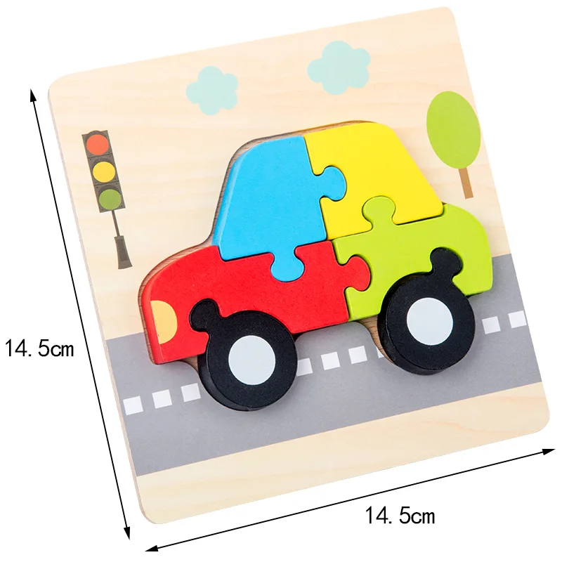 Good Quality 3D Wooden Puzzle Jigsaw for Children Cartoon Animal Puzzles Intelligence Kids Early Educational Cognitive Toys