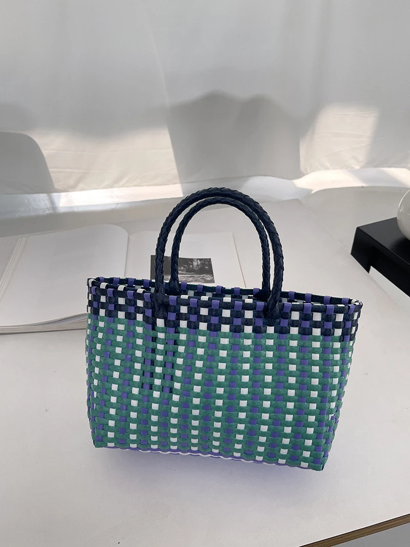 

Лето 2024, сумка ручной работы из ПВХ, пляжная сумка Ins Sle, корзина Vaion, уникальная сумка, мягкая, британская, повседневная, складная, маленькая