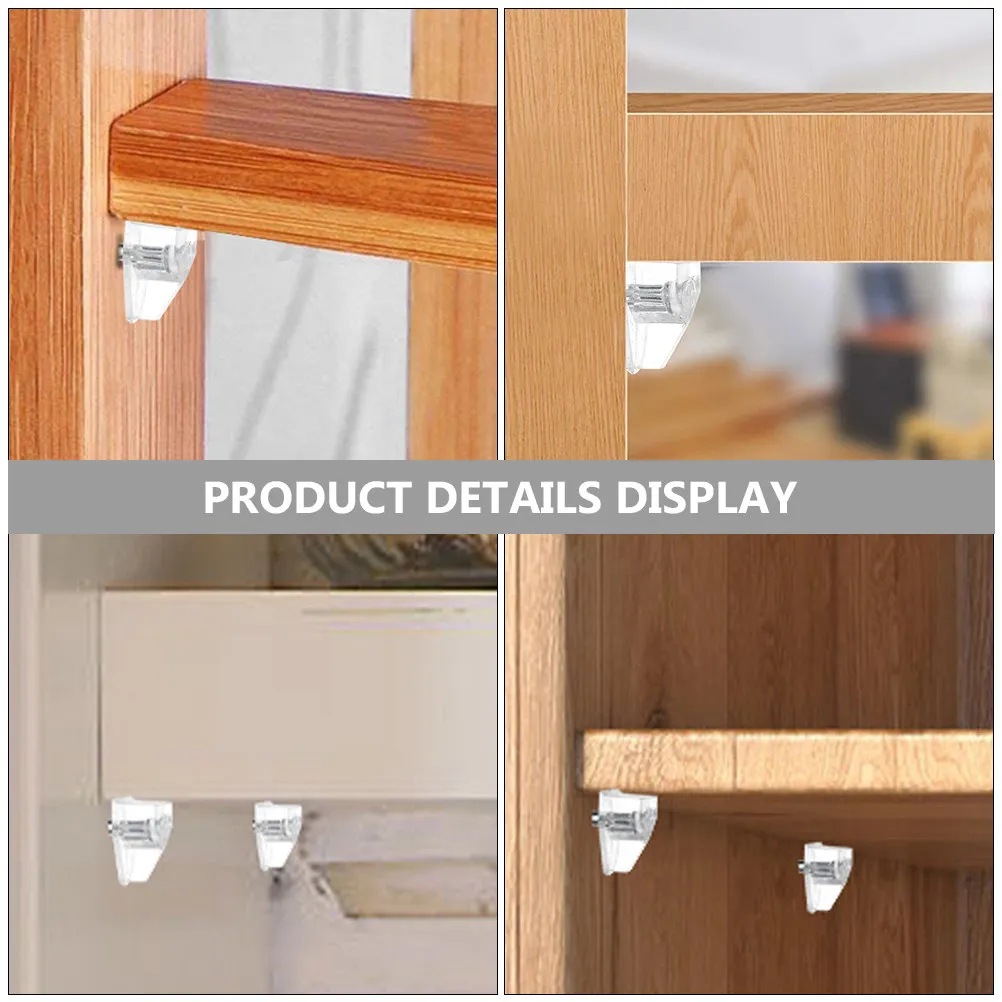 

20 шт. опорных штифтов для полок, прозрачные, из металла и пластика, высокопрочные, для книжных полок, шкафов и гардеробов