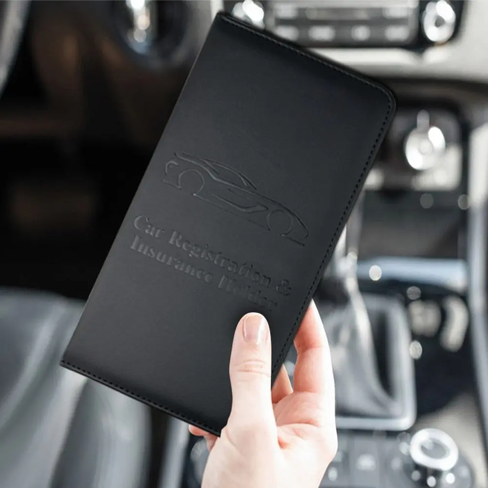 PU Leather Car Registration Holder Universal Protective License Document Holder Durable Car Wallet Case Vehicle Organization