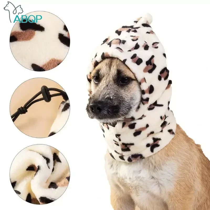 Dog Hat Winter Warm Pet Cap Leopard Print Puppy Hats Drawstring Adjustment Casual Pet Headgear Funny Dog Hats Dogs Accessories