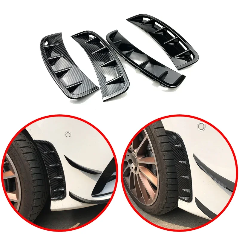 For Mercedes Benz A Class Hatchback Sedan W177 AMG 2019 To Up ABS Front Bumper Side Trim Lip Spoiler Glossy Black