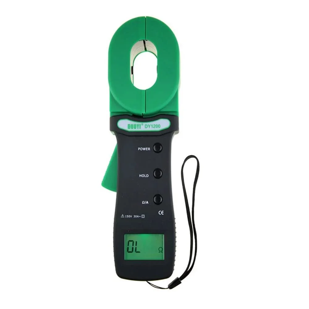 DY1200 Digital Clamp-on Ground Resistance Tester 0.01 to 1000Ohm Portable Earth Ohm Meter