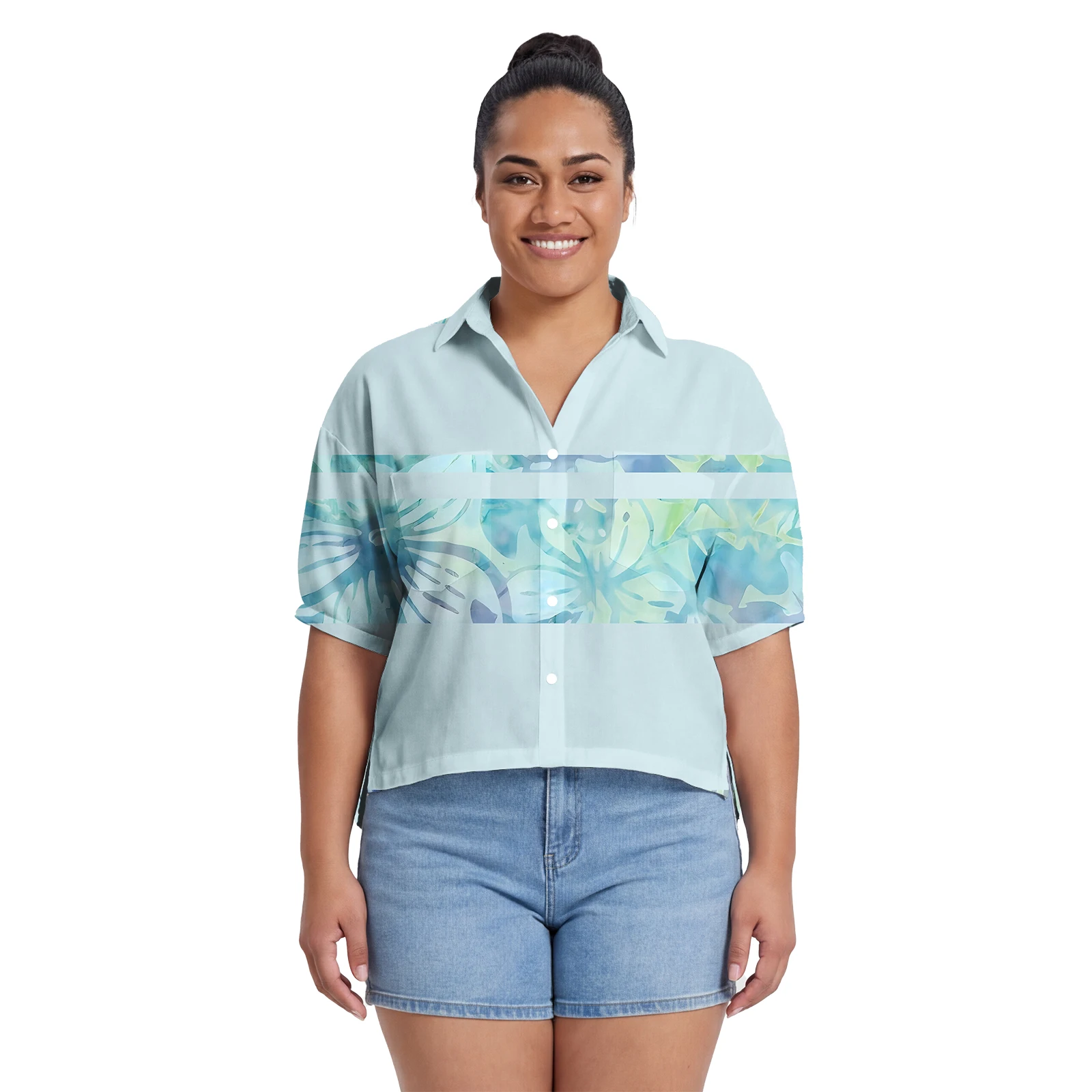 Samoan Women Clothes Custom Logo in Bulk Lady Wear Polynesian Casual Top Island Plus Size Hawaiian Ladies Short Sleeve Shirts