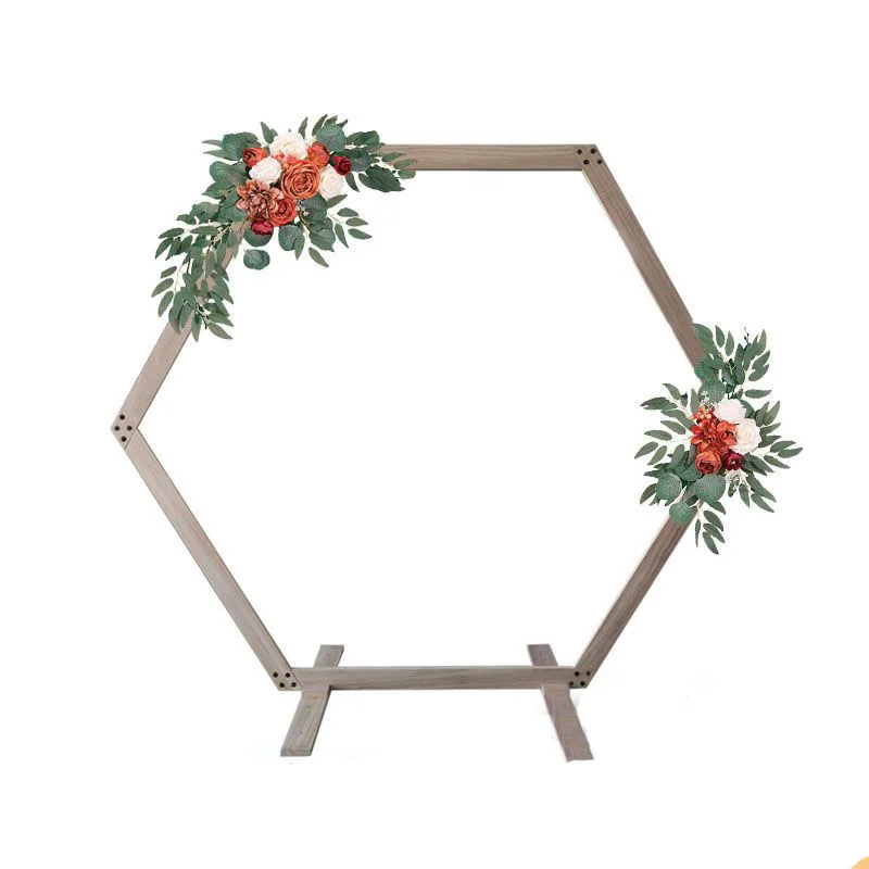 

Wooden Hexagon Arch Backdrop Stand Wedding Decoration Backdrop Frame Arche Support Outdoor Wedding