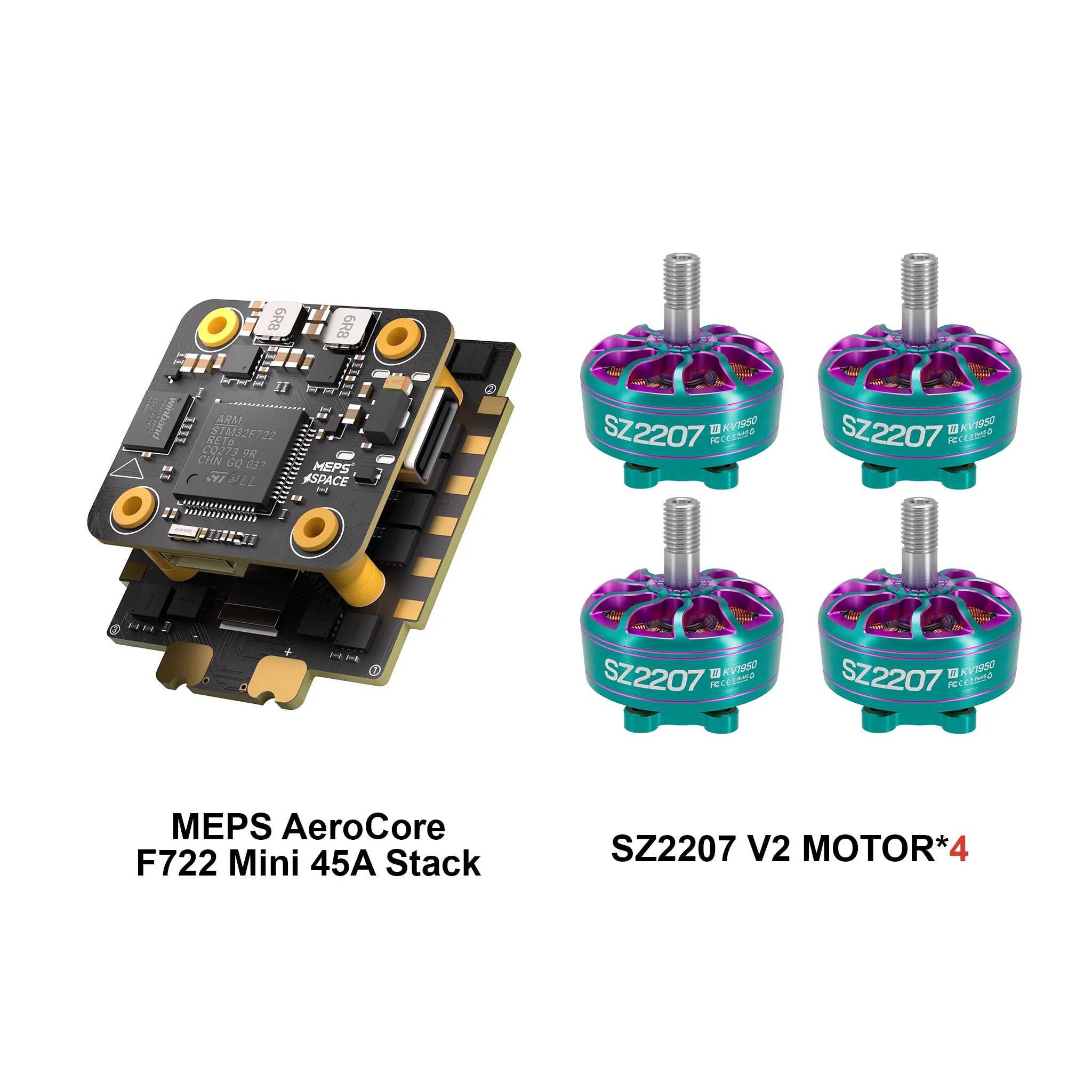 

MEPS AeroCore F722 Mini 45A 20x20 ESC и FC FPV Stack The King of Racing с 4 двигателями SZ2207