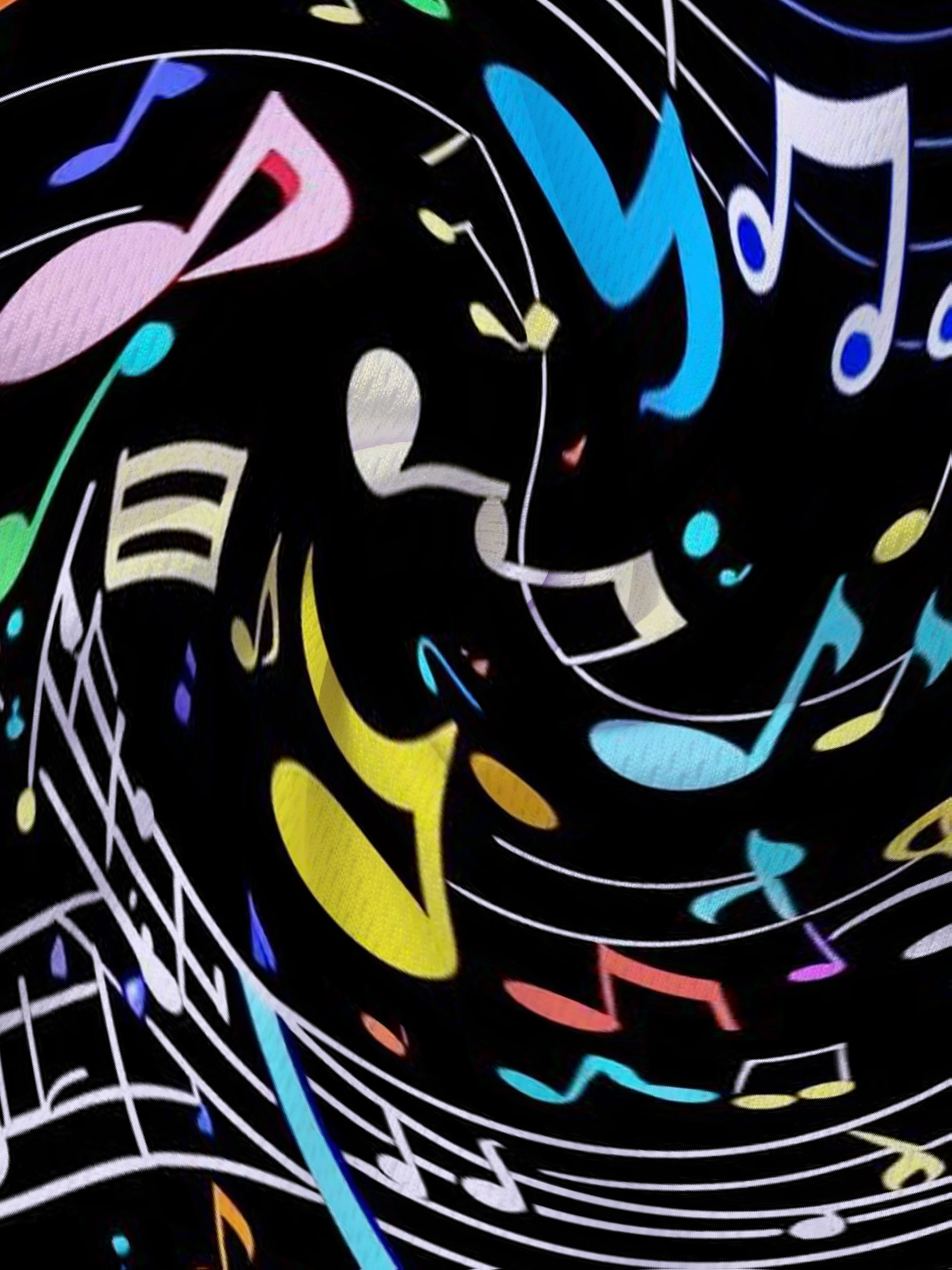 Unisex Black Musical Note 3D All Over Print T Shirt Colorful Clef Staff Pattern Music Fan Short Sleeve Casual Tee