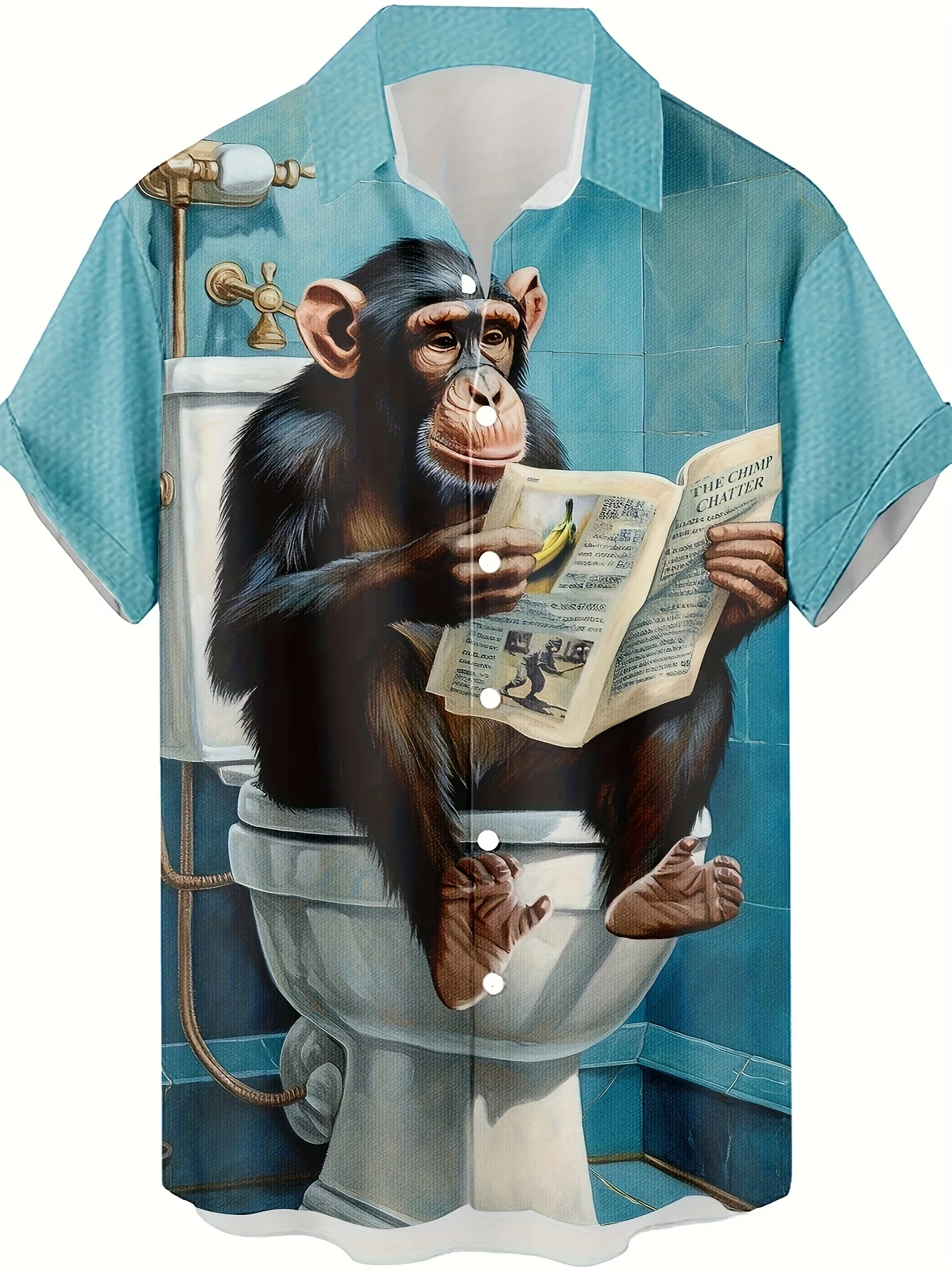 Funny Gorilla Reading Newspaper Pattern 3D Printed Men's Shirt Fashionable Casual  Hip-Hop Rock Streetwear Hawaiian
