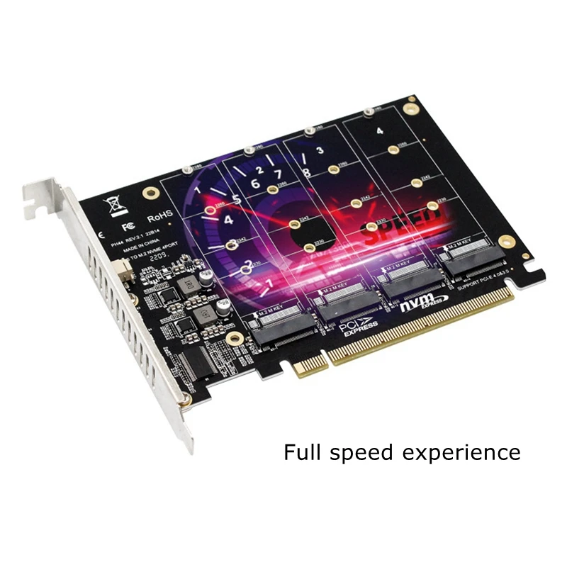 بطاقة Raid 4-Disk NVMe Array PCI-E X16 توسيع إشارة سبليت ممتد 4x32Gbps متوافق مع PCIe 4.0/3.0 M.2 NVME SSD 2230-22