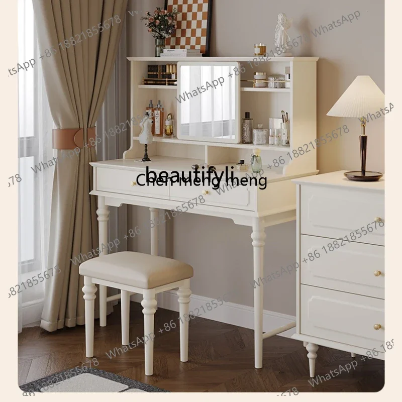 LHY26 ss French Cream Style Bedroom Dressing Table Makeup Mirror Desk Dressing Table Integrated Multifunctional Dresser