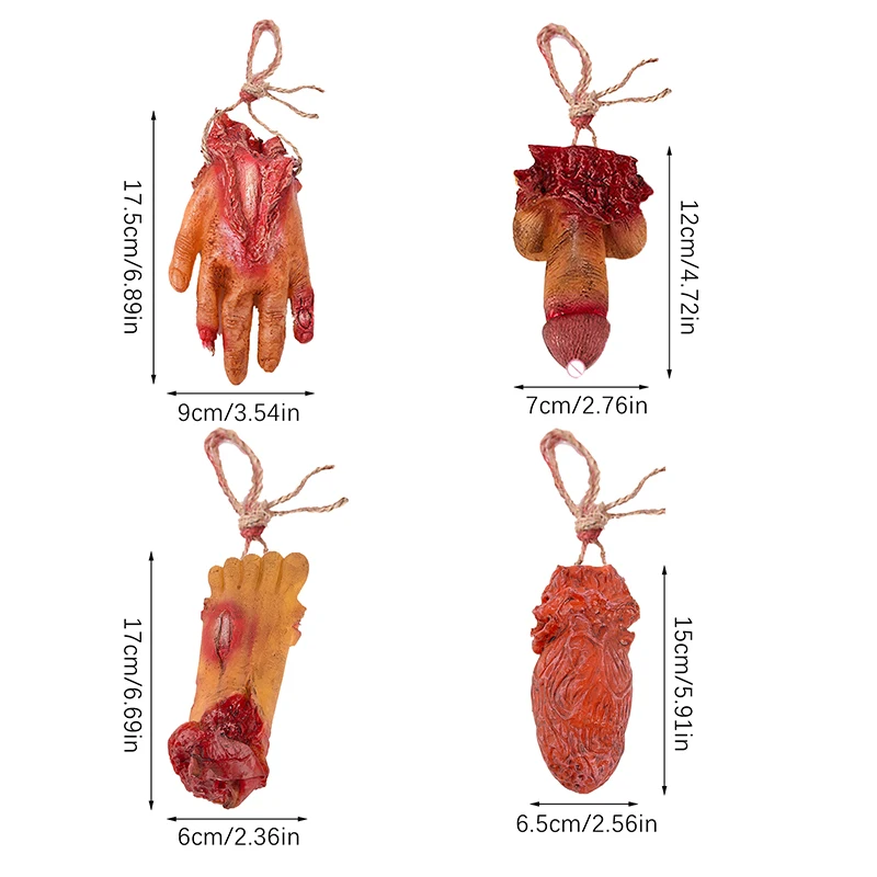 Halloween Party Ornament Horror Props Bloody Hand Fake Scary Finger Eyes Foot Brain Cock Dick Heart Organ Decor