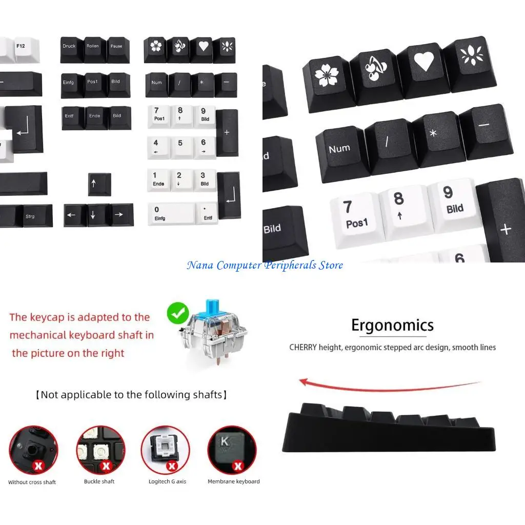 

F68C 109 for Key / Set Cherry Profile PBT Dye Sublimation Keycaps for MX Cherry Mechanical Keyboard for Corsair Strafe