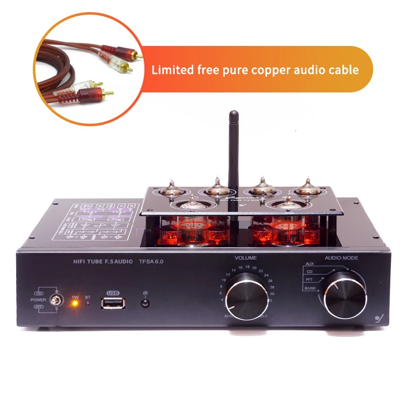 Classic 6922 Line Tube Preamp Bluetooth 5.0 Class A Audiophile 6N2 6K4 Tube HIFI Preamp Vinyl Phono Amplifier USB Lossless Play