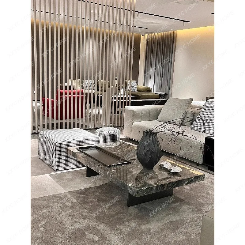 XX  Imported Venetian brown natural marble coffee table Living room suspended luxury stone coffee table