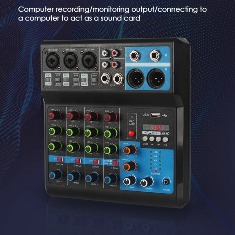 Audiomixer Type-C, Europese/Amerikaanse voedingsadapter Aangedreven audiomixer Geluidskaart Console Converter