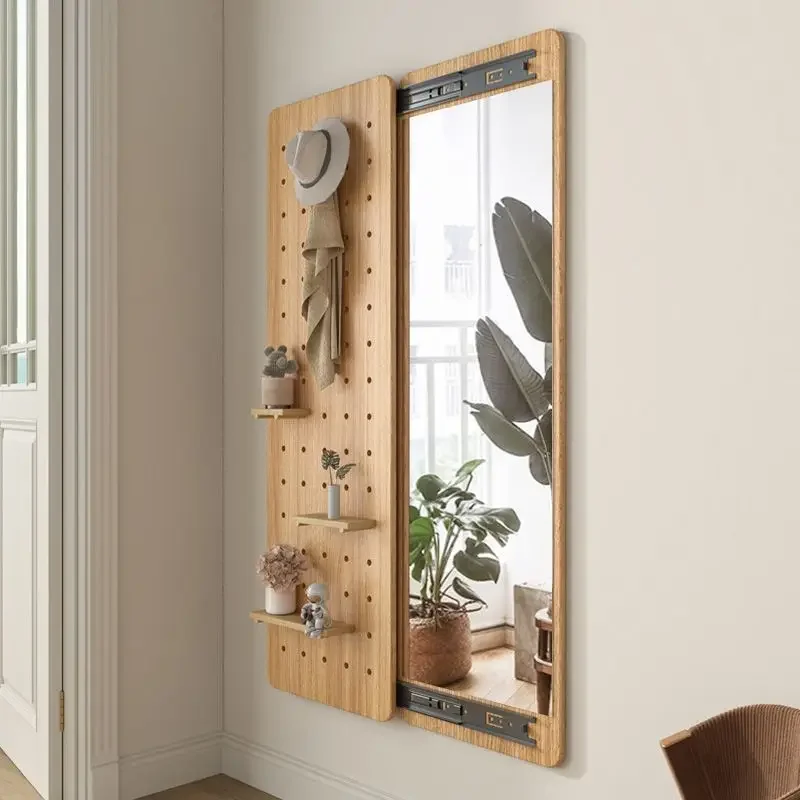 New high definition hidden type, design sliding solid wood function, full length dresser wall-mounted mirror
