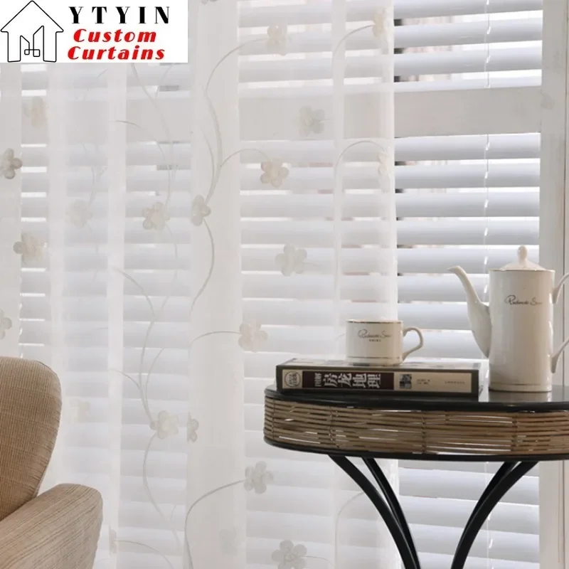

Custom Size！！European Linen Cotton Linen Embroidered Pastoral Elegant Curtains for Living Dining Room Bedroom Decor Window