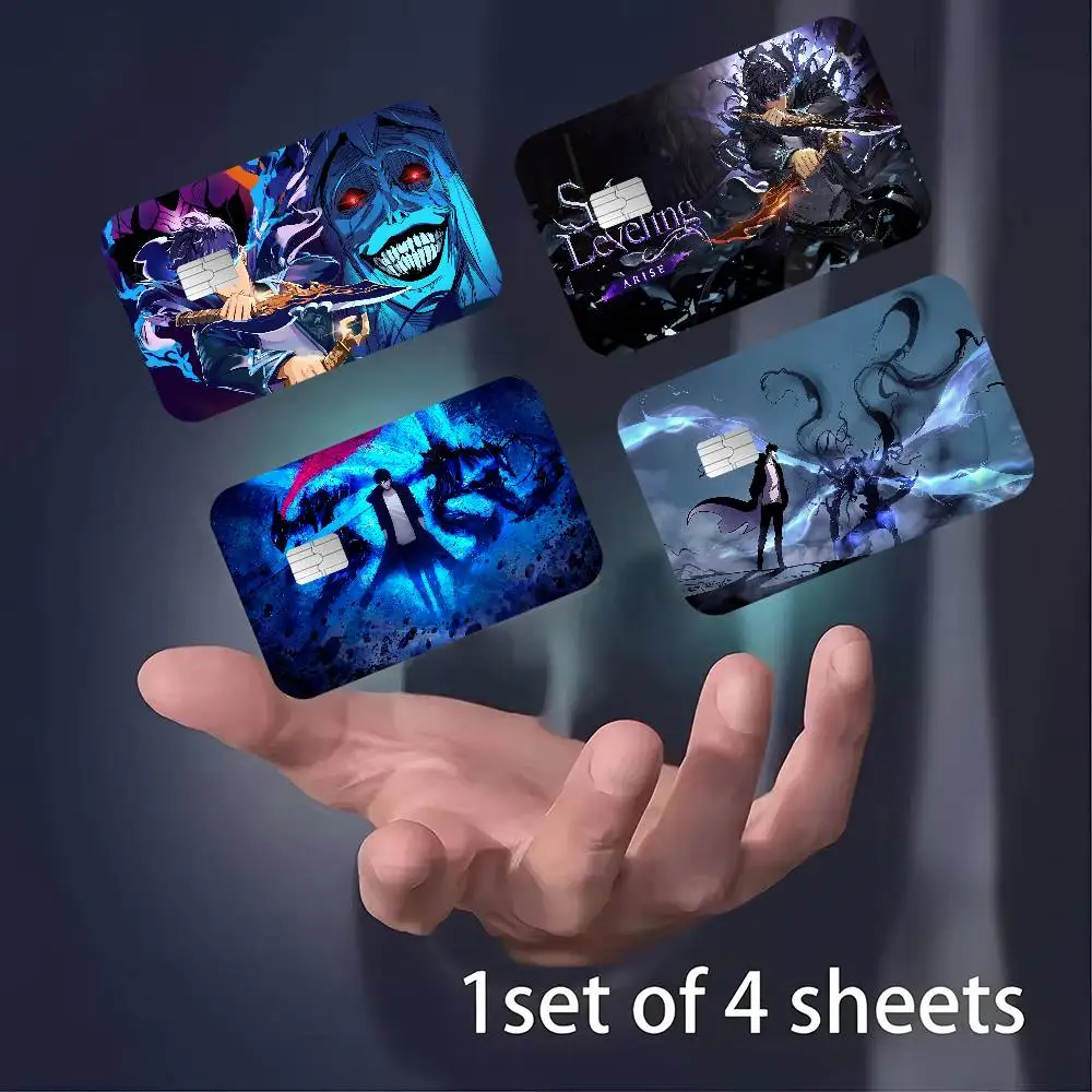 Anime Solo Leveling Diy Credit Debit Card Sticker Party Sticker Decoration Waterproof Small Chip Card Skin Sticker