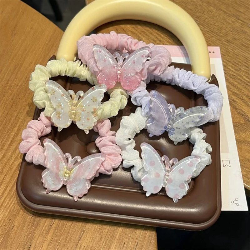 Transparent Colorful Small Intestine Loop Fairy Double Ponytail High Elasticity Hair scrunchies