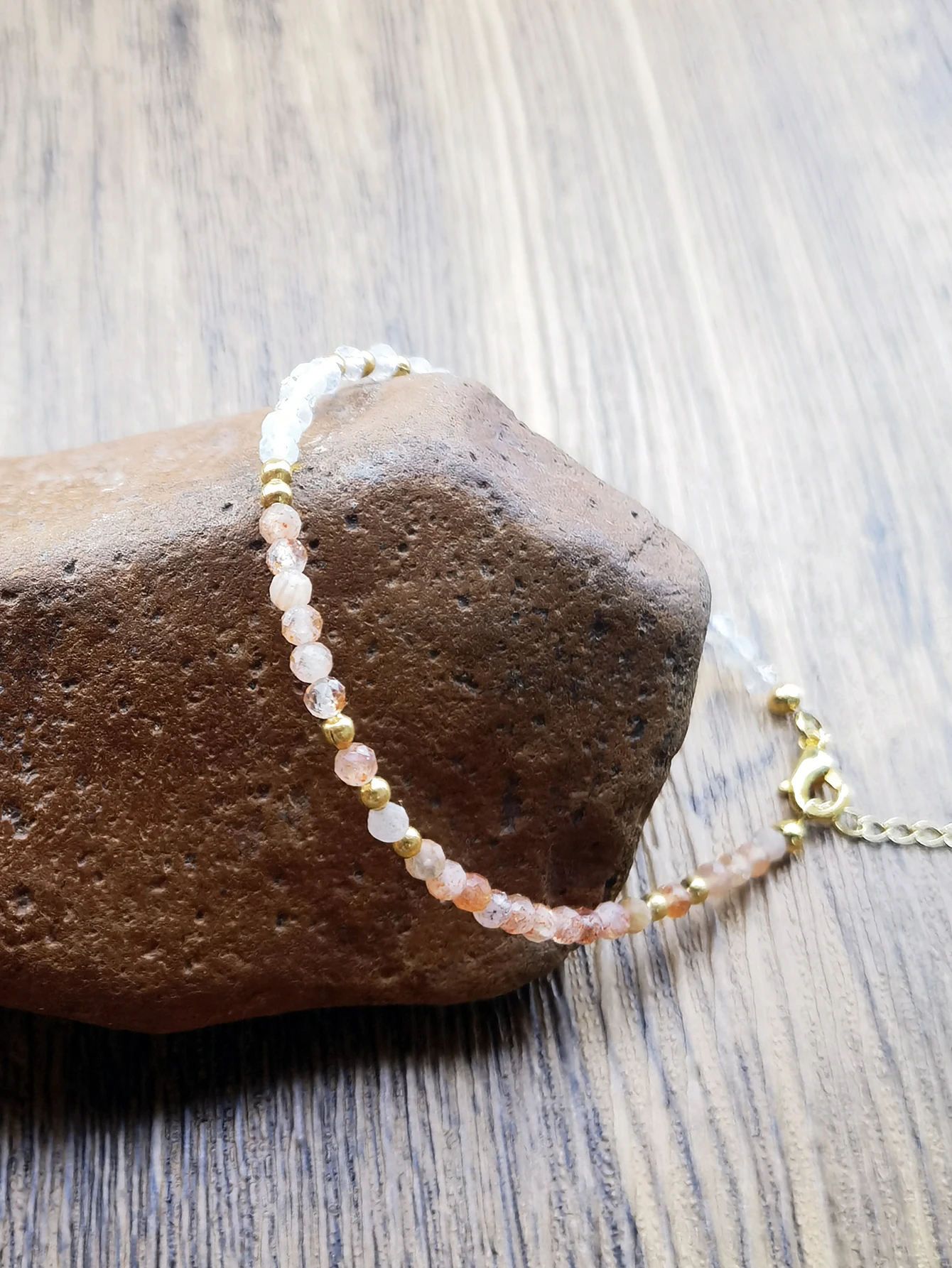 1pc Natural Moonstone and Sunstone Bracelet Gemstone Bead Bracelets for Women Gifts for Her Sunstone Rainbow Moonstone Jewelry