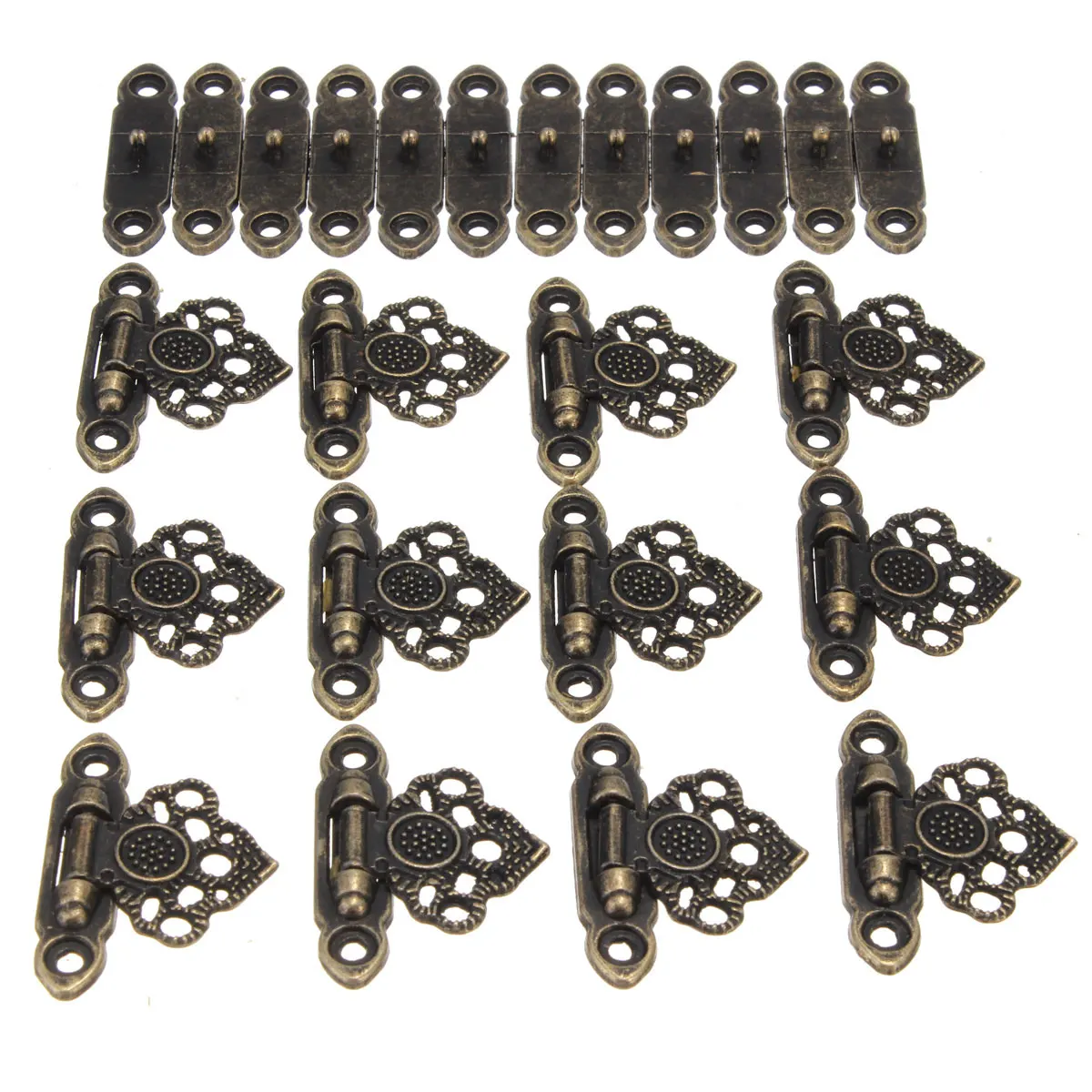 12x Antique Brass Decor Jewelry Trinket Wooden Box Hasp Clasps Latch Hook+Screws